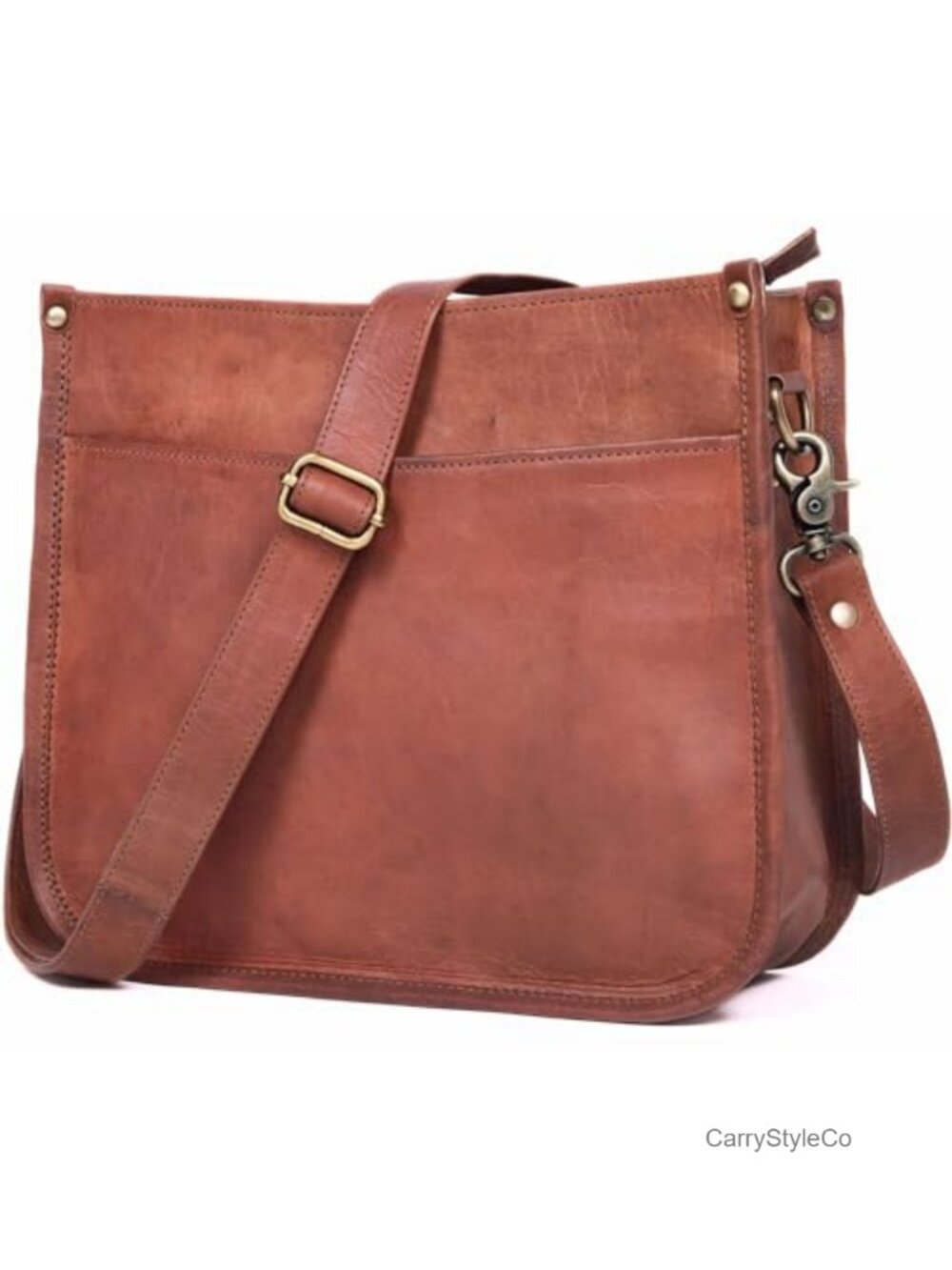 Genuine Leather Crossbody Purse Satchel with Zipper Pocket
